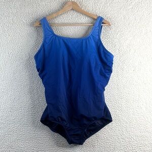 NWOT Lands End Women Blue Scoop Neck Soft Cup Tank One Piece Swimsuit Size 12P